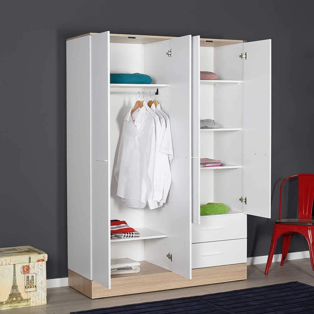 Dulap Haine Adore Base, 4 usi, 2 sertare, Alb, 137 x 198 x 52 cm