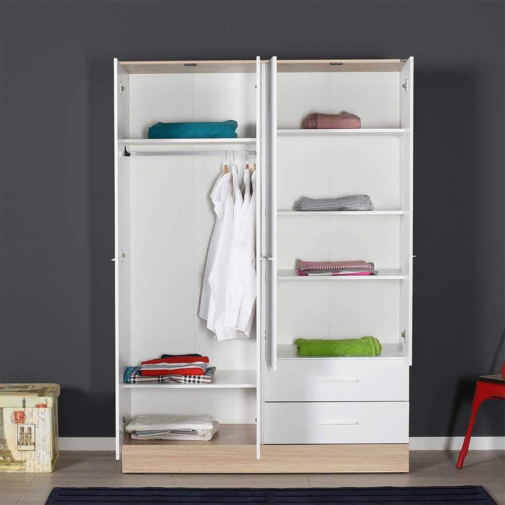 Dulap Haine Adore Base, 4 usi, 2 sertare, Alb, 137 x 198 x 52 cm