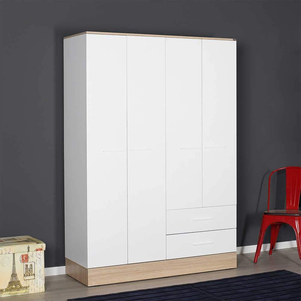 Dulap Haine Adore Base, 4 usi, 2 sertare, Alb, 137 x 198 x 52 cm