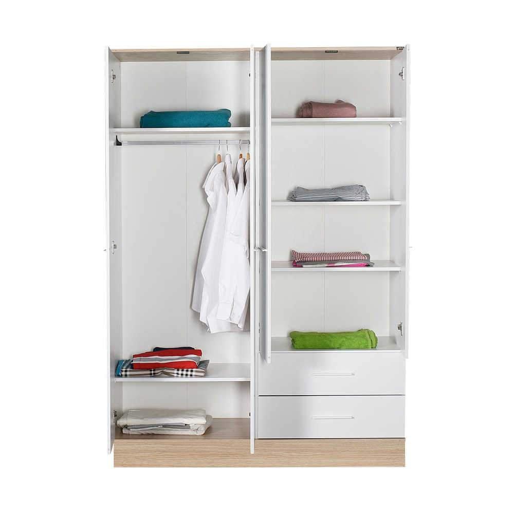 Dulap Haine Adore Base, 4 usi, 2 sertare, Alb, 137 x 198 x 52 cm