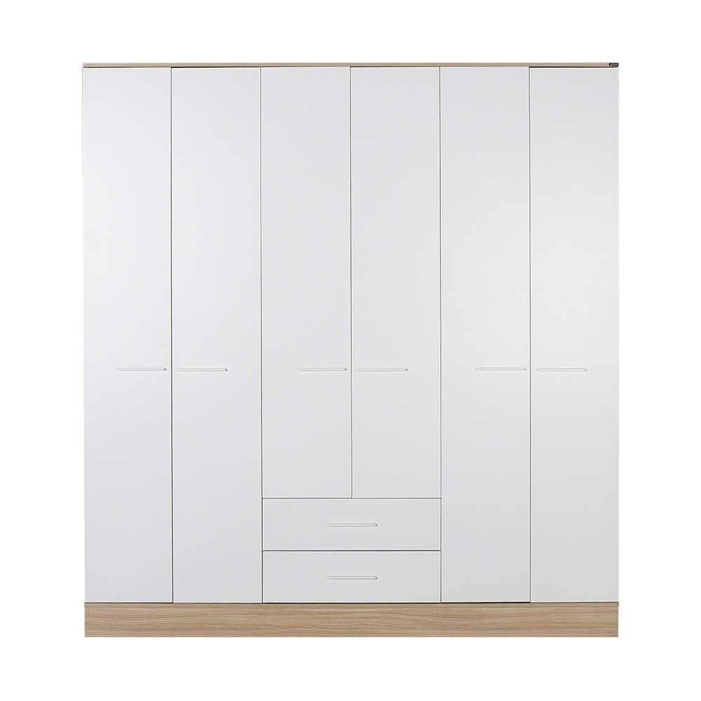 Dulap Haine Adore Base, 6 usi, 2 sertare, Alb, 206x224x52 cm