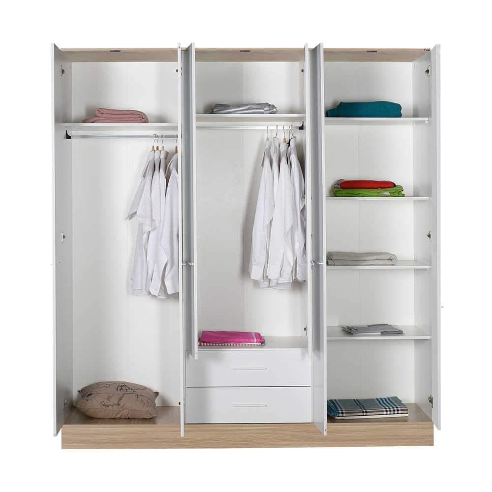 Dulap Haine Adore Base, 6 usi, 2 sertare, Alb, 206x224x52 cm