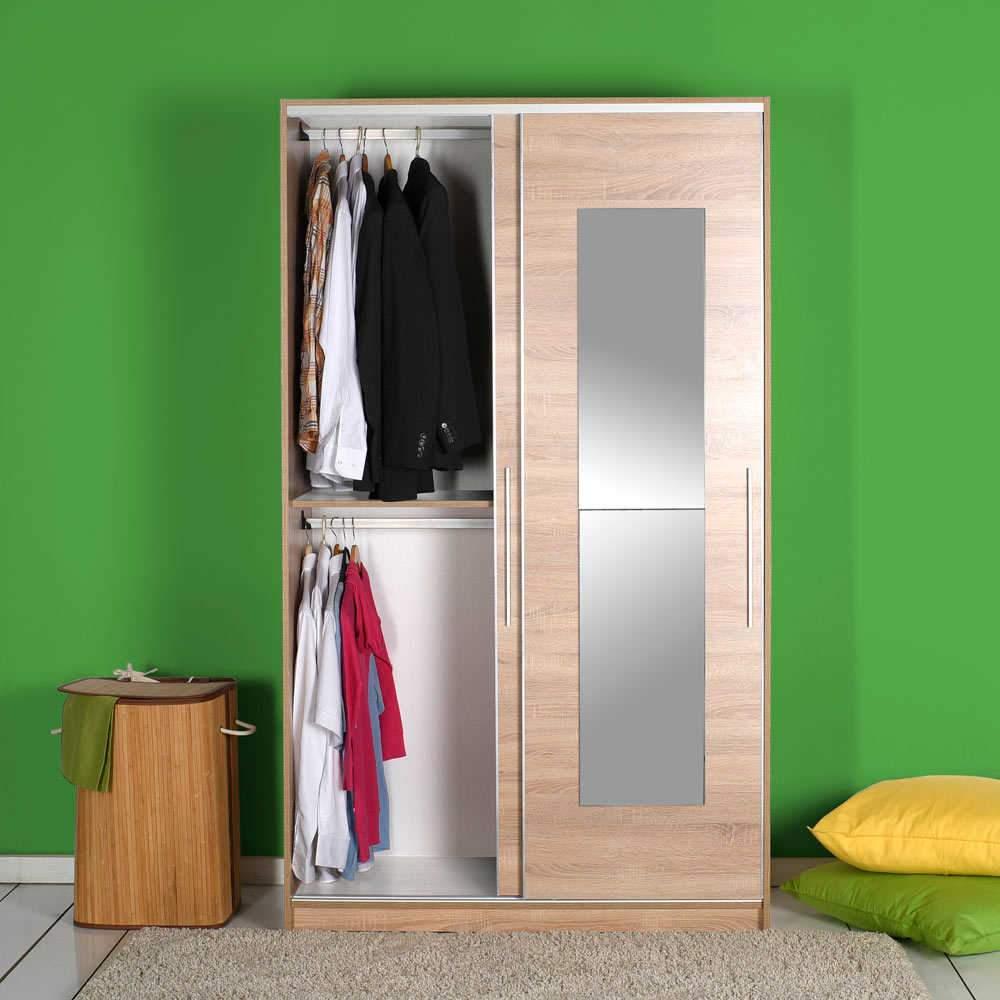 Dulap Haine Adore Elit Plus, 2 usi glisante cu oglinda, Sonoma, 120 x 207 x 52 cm