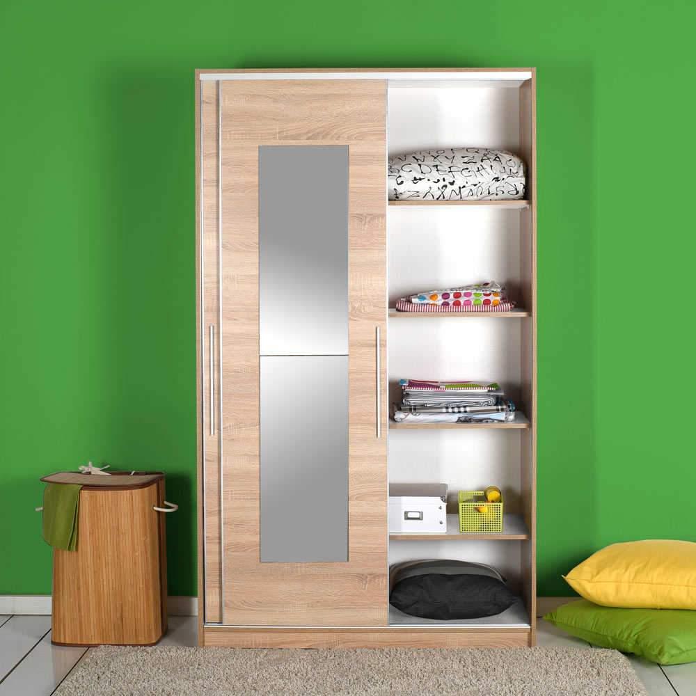 Dulap Haine Adore Elit Plus, 2 usi glisante cu oglinda, Sonoma, 120 x 207 x 52 cm