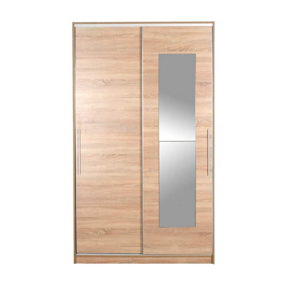 Dulap Haine Adore Elit Plus, 2 usi glisante cu oglinda, Sonoma, 120x207x52 cm