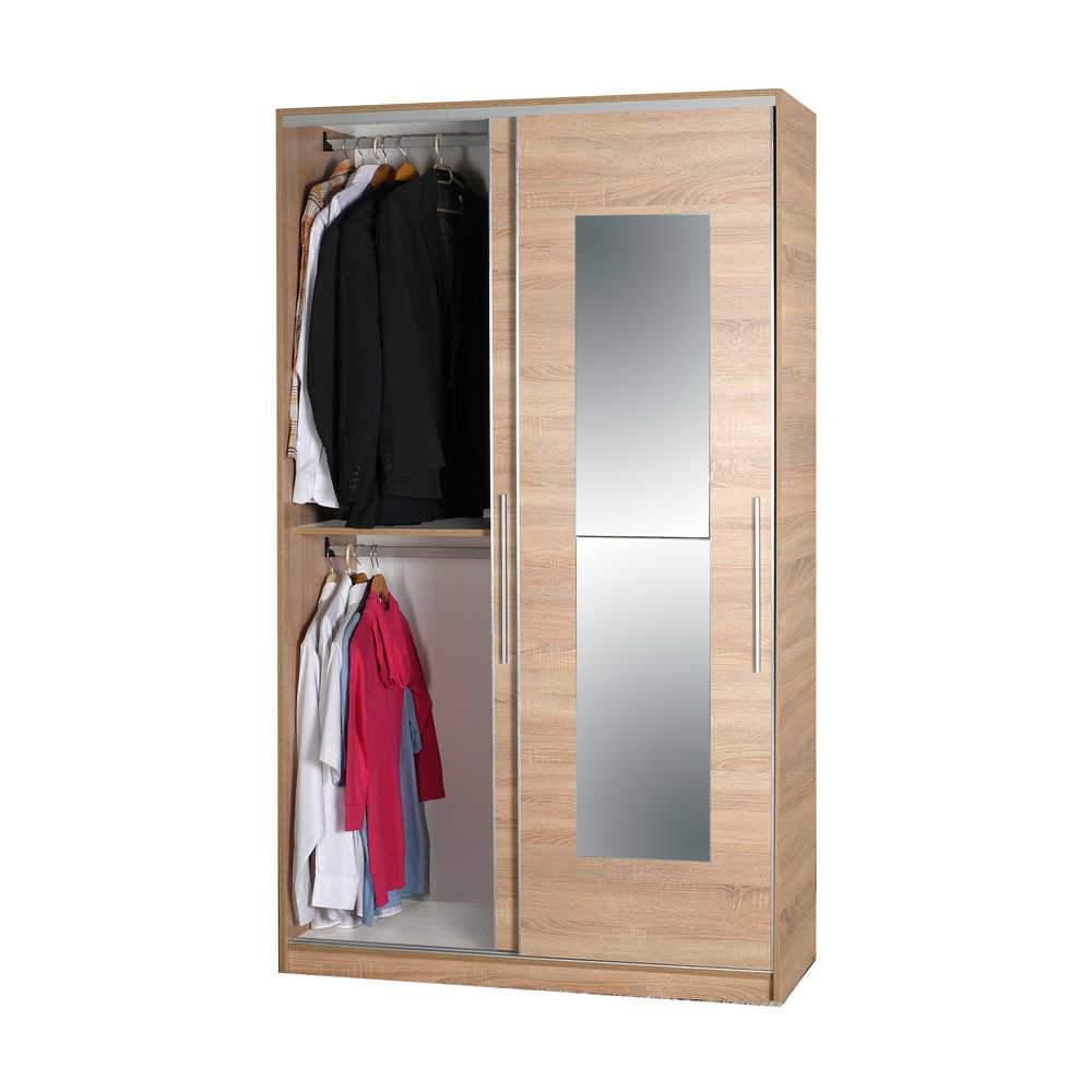 Dulap Haine Adore Elit Plus, 2 usi glisante cu oglinda, Sonoma, 120x207x52 cm