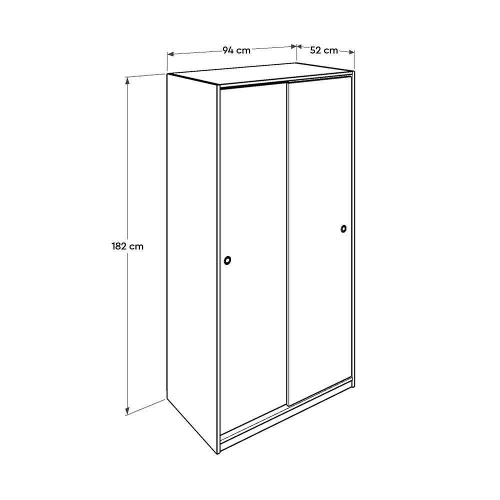 Dulap Haine Adore Slide Compact, 2 usi glisante, 94x182x52 cm - Stejar