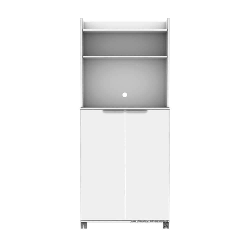 Dulap Multifunctional Adore Diamond, 2 usi, 6 rafturi, cu rotile, Alb Lucios, 73 x 172 x 36 cm