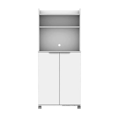 Dulap Multifunctional Adore Diamond, 2 usi, 6 rafturi, cu rotile, Alb Lucios, 73 x 172 x 36 cm