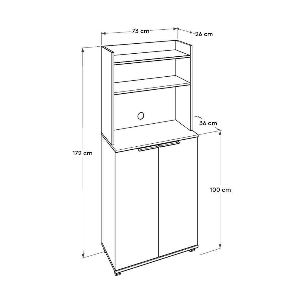 Dulap Multifunctional Adore Diamond, 2 usi, 6 rafturi, cu rotile, Alb Lucios, 73 x 172 x 36 cm