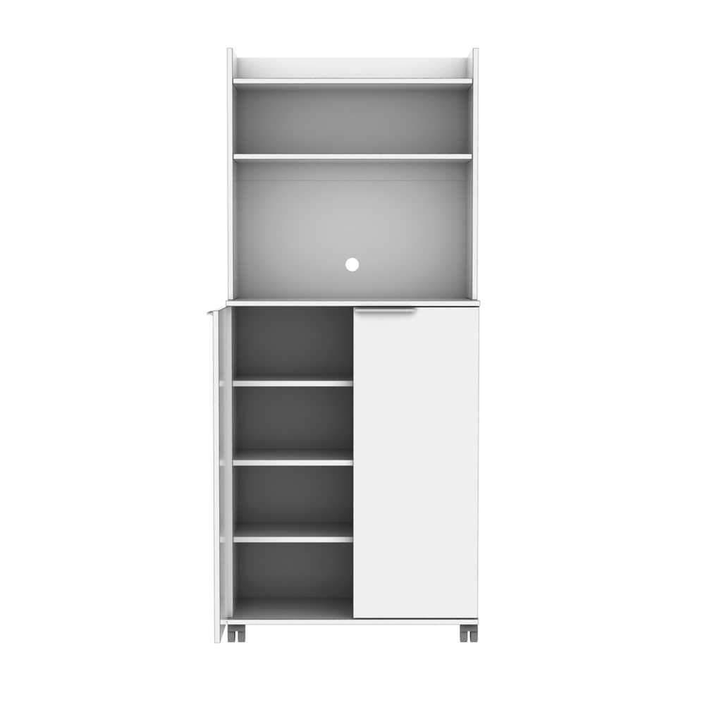 Dulap Multifunctional Adore Diamond, 2 usi, 6 rafturi, cu rotile, Alb Lucios, 73x172x36 cm