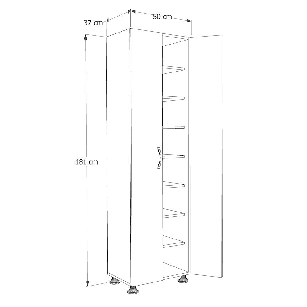 Dulap multifunctional Adore Diamond, 8 rafturi, 2 Usi, Alb 50x181x37 Cm