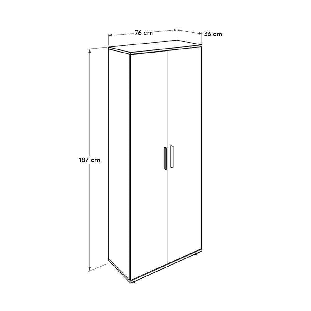 Dulap Multifunctional Adore Porto, 2 usi, 8 rafturi, Alb, 76x187x36 cm