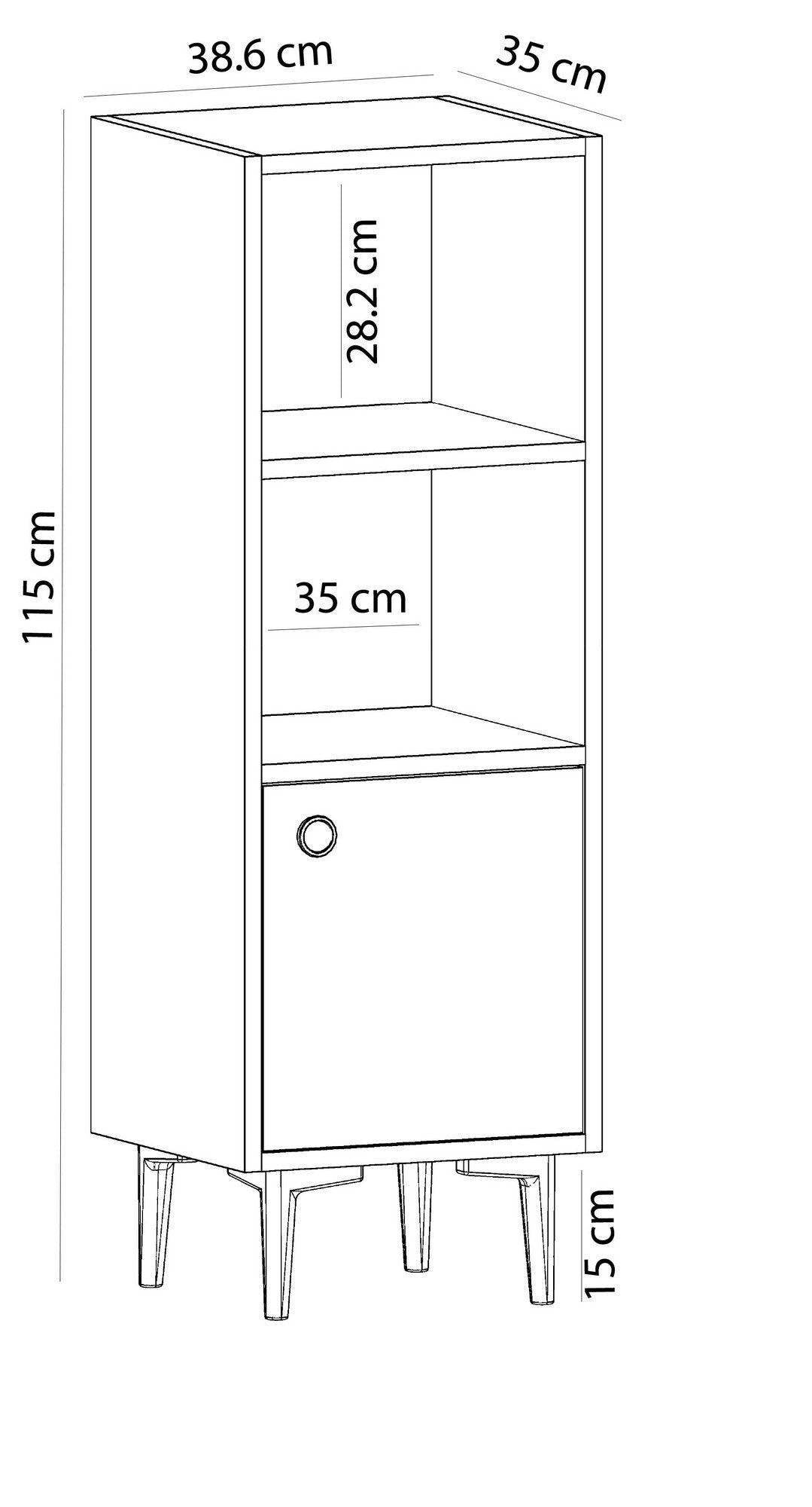 Dulap Multifunctional Alfie, 3 Compartimente si o Usa, Alb, 39 x 115 x 35 cm
