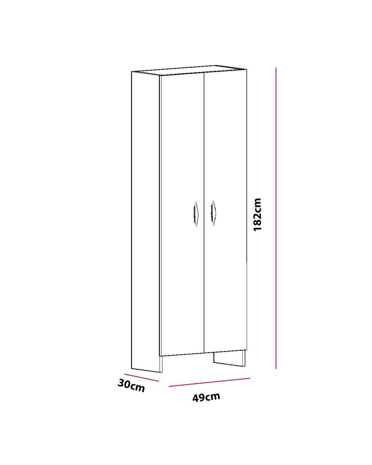 Dulap Multifunctional Daire cu 2 Usi, Alb, 49 x 182 x 30 cm