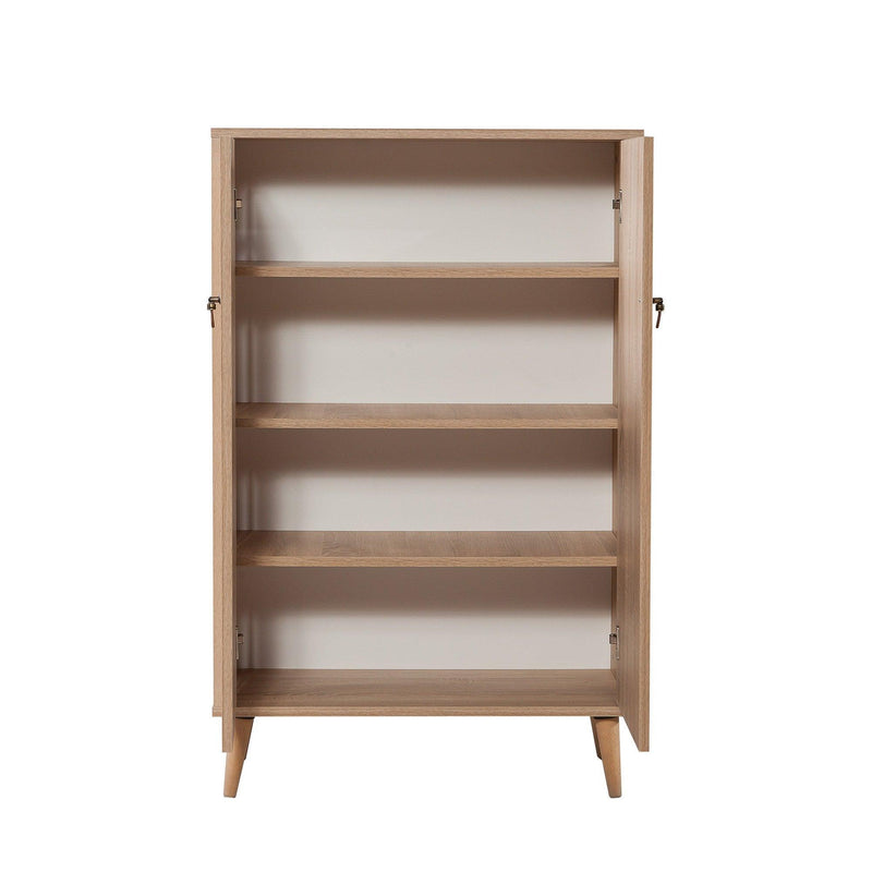 Dulap Multifunctional Multibox cu 2 usi, Stejar / Multicolor, 80 x 36 x 127 cm