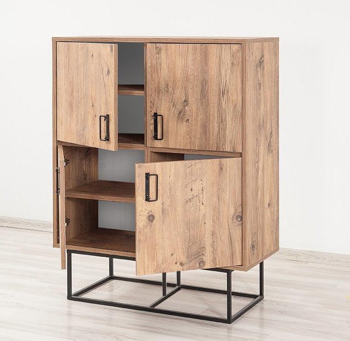 Dulap Multifunctional QuantumSolo cu 4 usi, Stejar, 93x115x36 cm