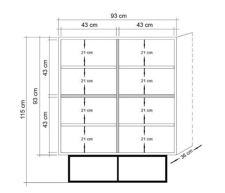 Dulap Multifunctional QuantumSolo cu 4 usi, Stejar, 93x115x36 cm