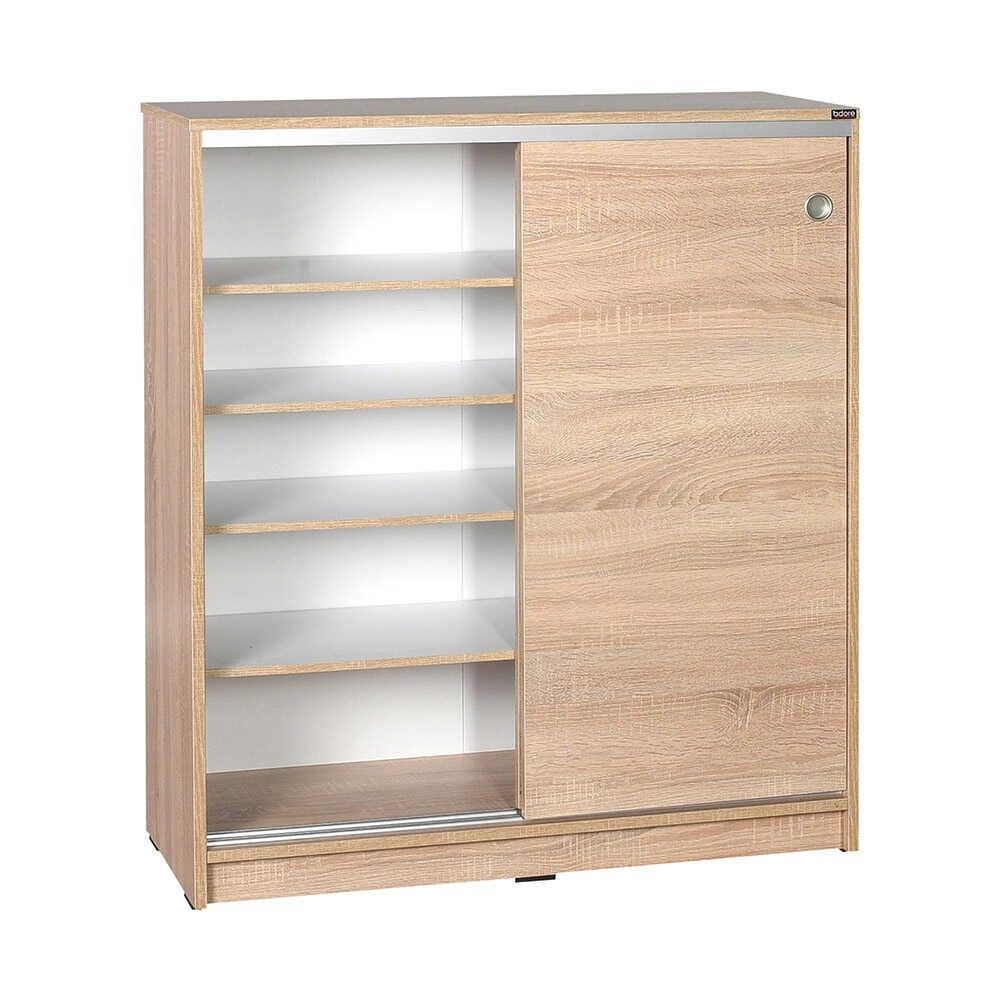 Dulap Pantofi Adore Diamond, 2 usi glisante, 5 rafturi, Alb - Natur, 91x105x37 cm - Natur