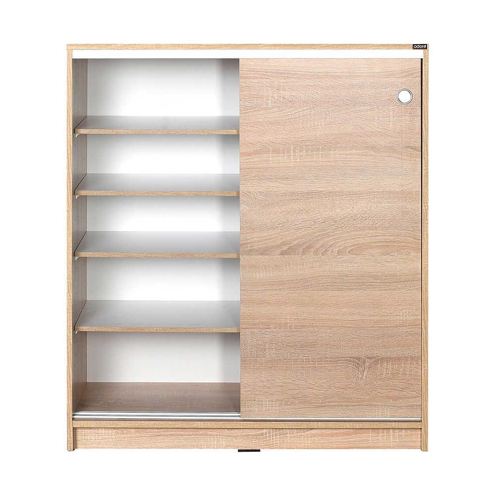 Dulap Pantofi Adore Diamond, 2 usi glisante, 5 rafturi, Alb - Natur, 91x105x37 cm - Natur