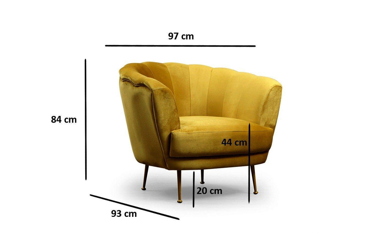 Fotoliu Daisy, Galben muştar, 97 x 93 x 84 cm
