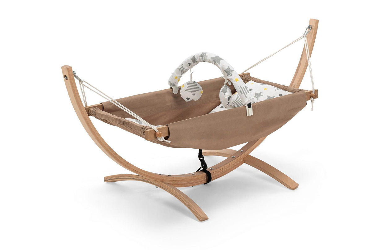 Hamac pentru copii cu suport Bliss, Maro - Albastru inchis, 66x62x147 cm - Maro
