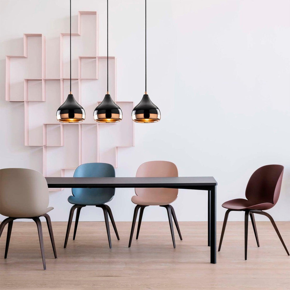 Lustra Glamp cu 3 Capace, Negru