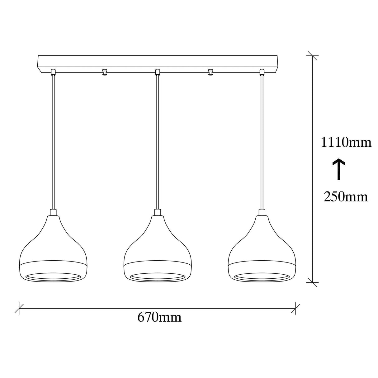 Lustra Glamp cu 3 Capace, Negru