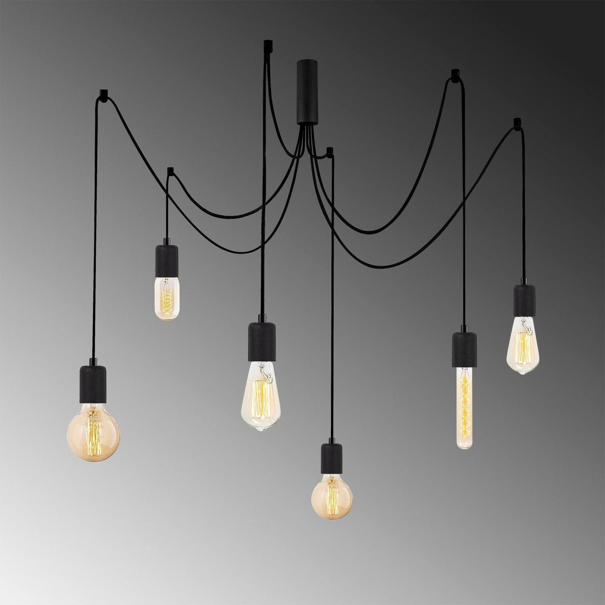 Lustra Walaso, Negru, 126x126x102 cm