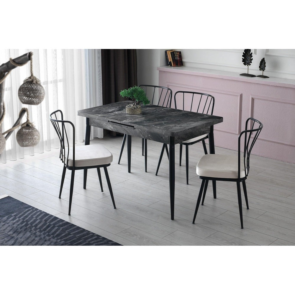 Masa Bucatarie Ay, Gri - Alb - Maro, 120x75x70 cm - Gri