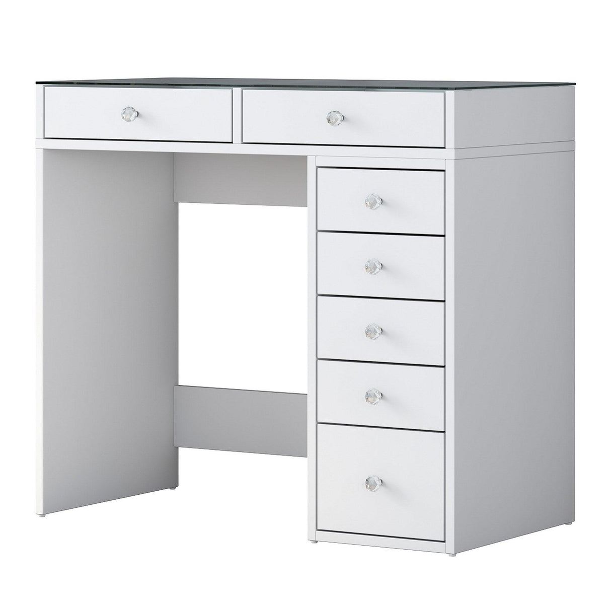 Masa De Machiaj Lux Inci cu 7 Sertare si Loc de Depozitare, Alb, 90 X 79 X 45 Cm