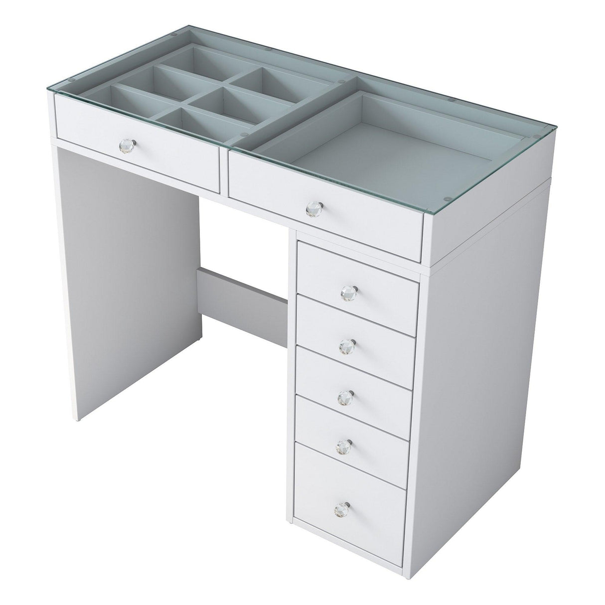 Masa De Machiaj Lux Inci cu 7 Sertare si Loc de Depozitare, Alb, 90 X 79 X 45 Cm