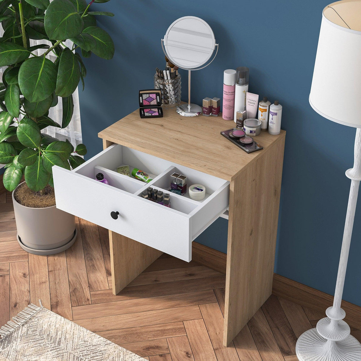 Masa De Machiaj Oya cu Sertar, Nuc, 60 X 83 X 42 Cm