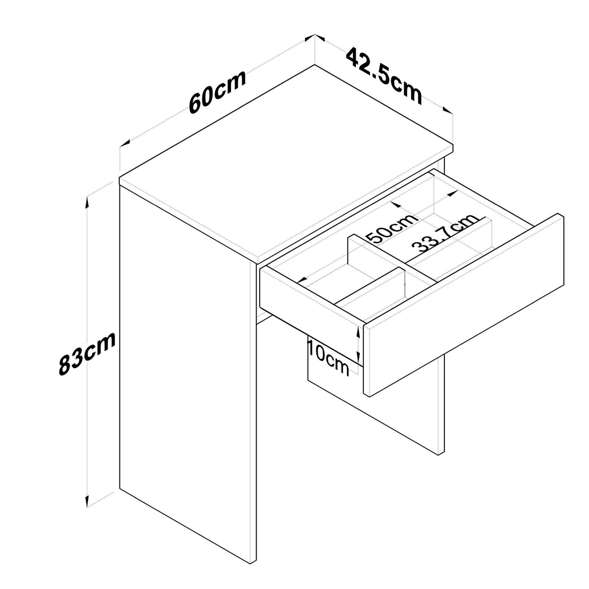 Masa De Machiaj Oya cu Sertar, Nuc, 60 X 83 X 42 Cm