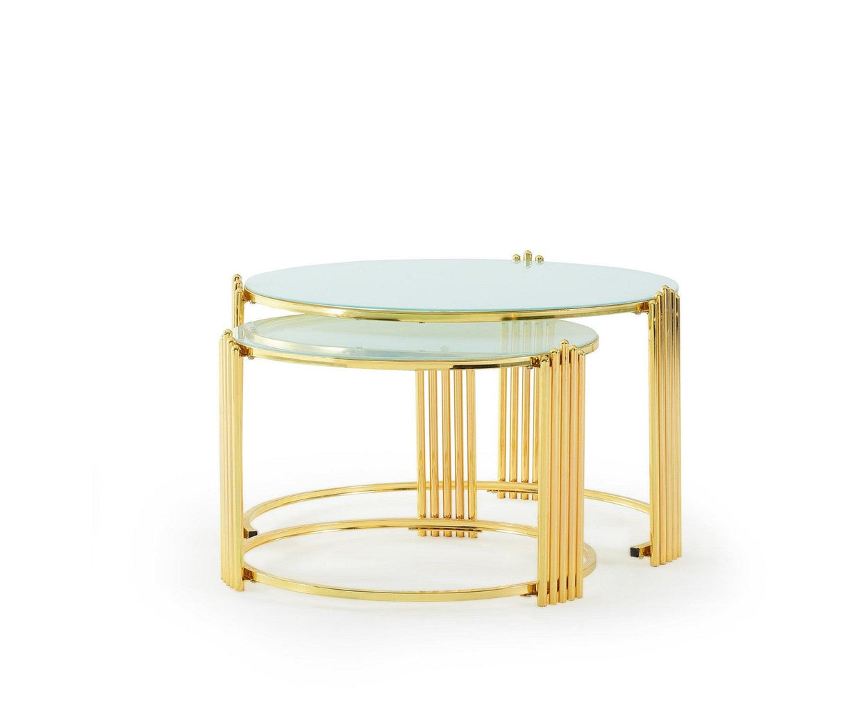 Masa de Sufragarie Lux cu Sticla, 3 buc, Metal, Aurie, 75 x 47 x 75 cm