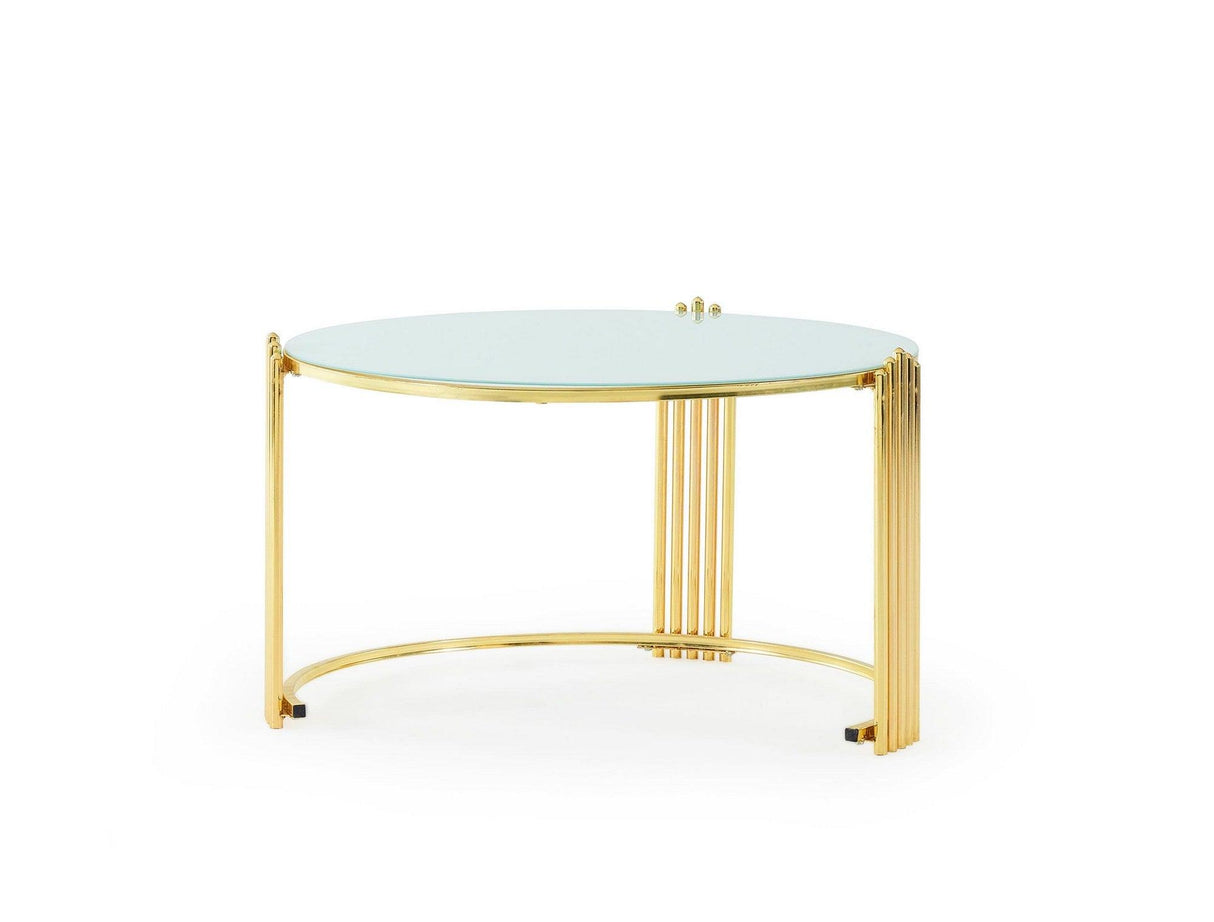 Masa de Sufragarie Lux cu Sticla, 3 buc, Metal, Aurie, 75 x 47 x 75 cm