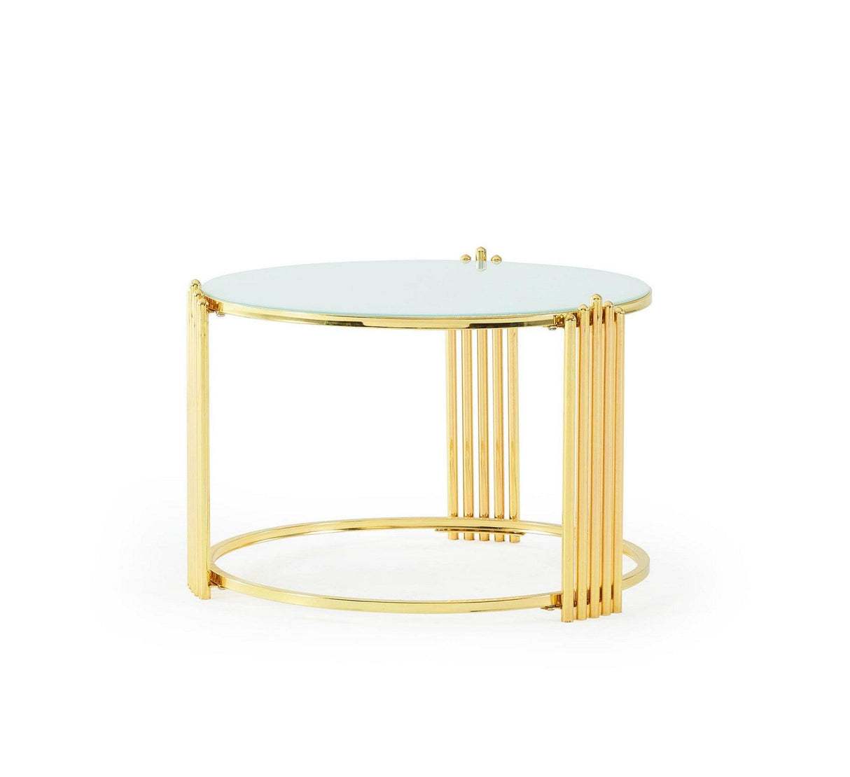 Masa de Sufragarie Lux cu Sticla, 3 buc, Metal, Aurie, 75 x 47 x 75 cm