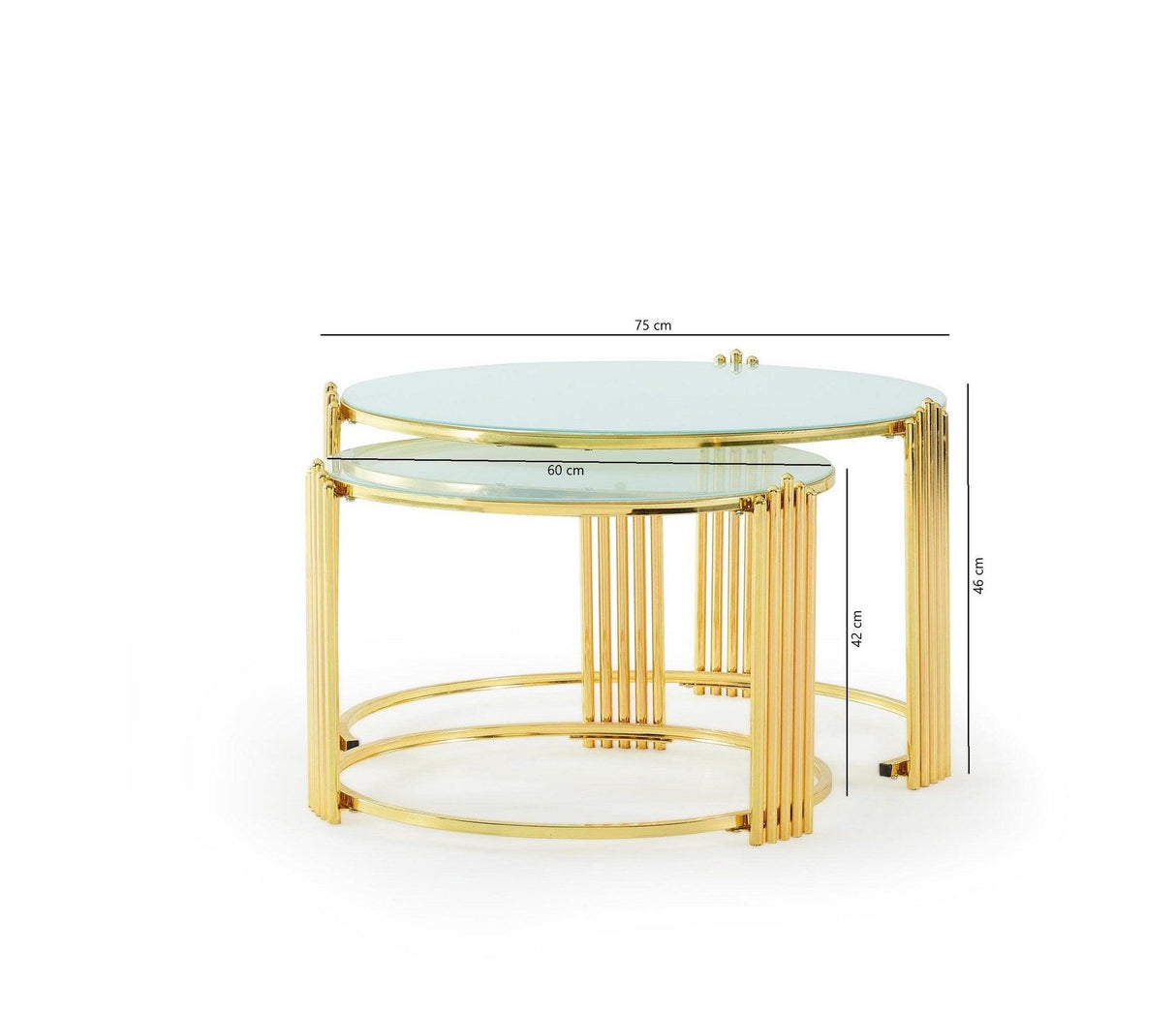 Masa de Sufragarie Lux cu Sticla, 3 buc, Metal, Aurie, 75 x 47 x 75 cm