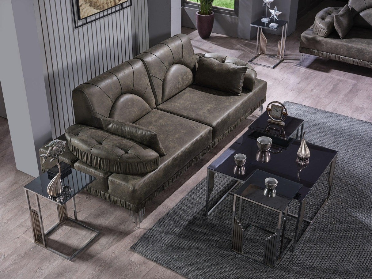 Masa de Sufragarie Lux cu Sticla, 5 buc, Metal Crom, 60 x 40 x 60 cm