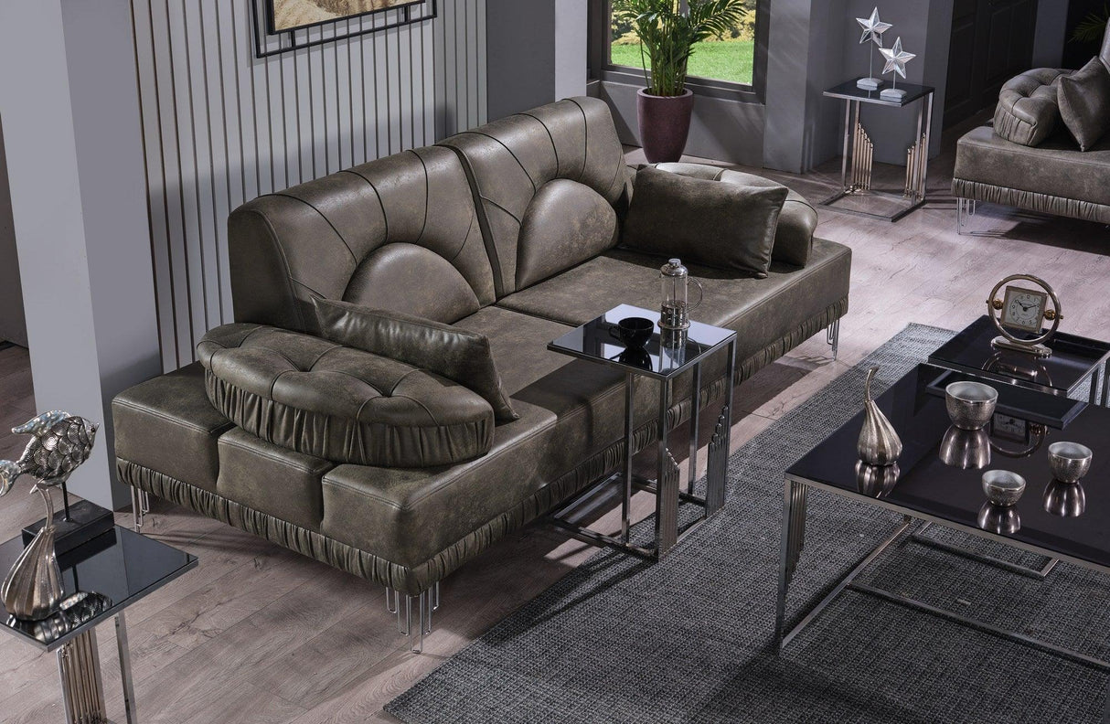 Masa de Sufragarie Lux cu Sticla, 5 buc, Metal Crom, 60 x 40 x 60 cm