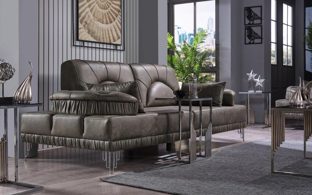 Masa de Sufragarie Lux cu Sticla, 5 buc, Metal Crom, 60 x 40 x 60 cm