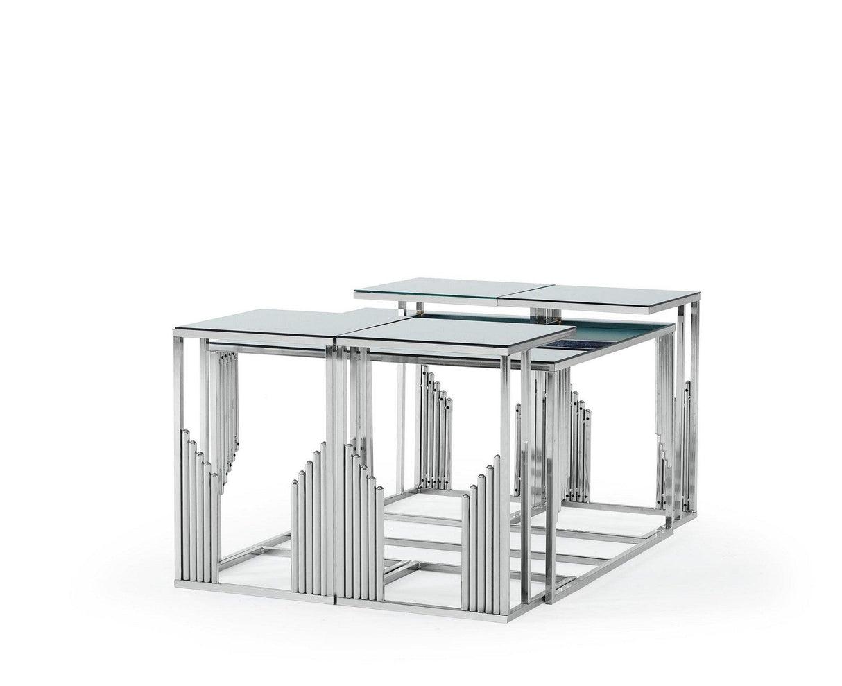 Masa de Sufragarie Lux cu Sticla, 5 buc, Metal Crom, 60 x 40 x 60 cm