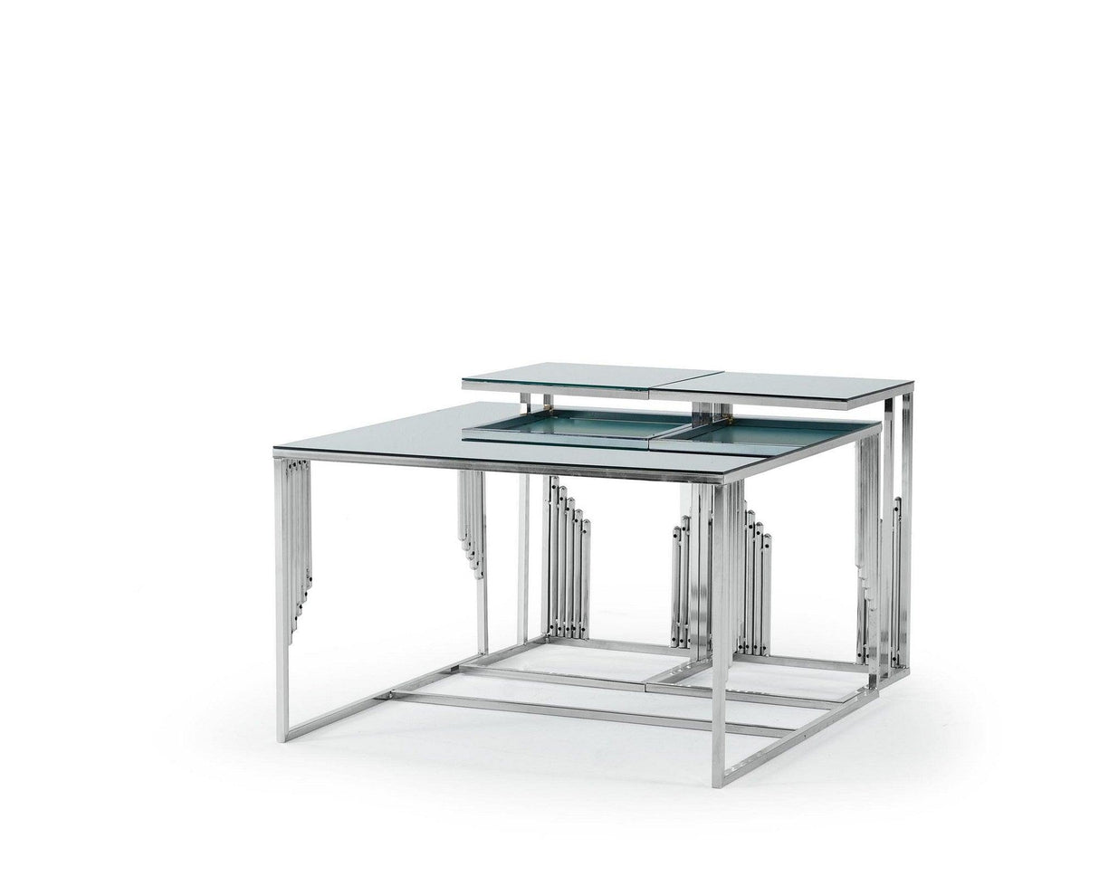 Masa de Sufragarie Lux cu Sticla, 5 buc, Metal Crom, 60 x 40 x 60 cm