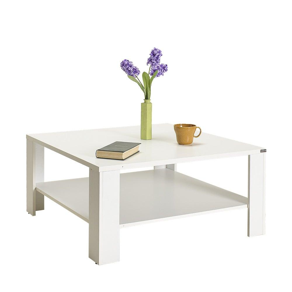 Masuta Cafea Adore New Jersey cu Raft, 90x42x90 cm - Alb