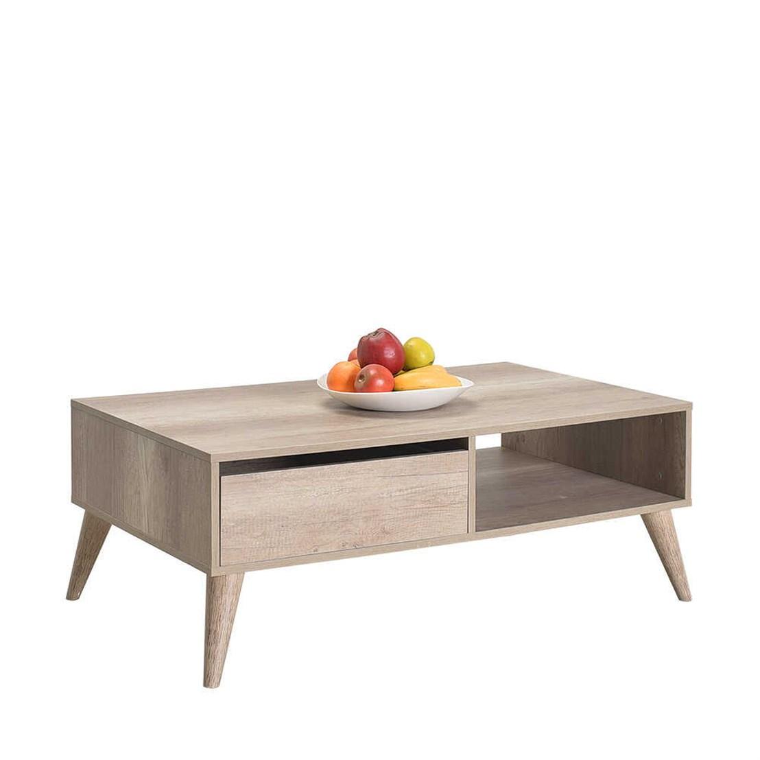 Masuta Cafea cu sertar Adore Living, Alb - Lemn Natural, 110 x 42 x 65 Cm - Natur