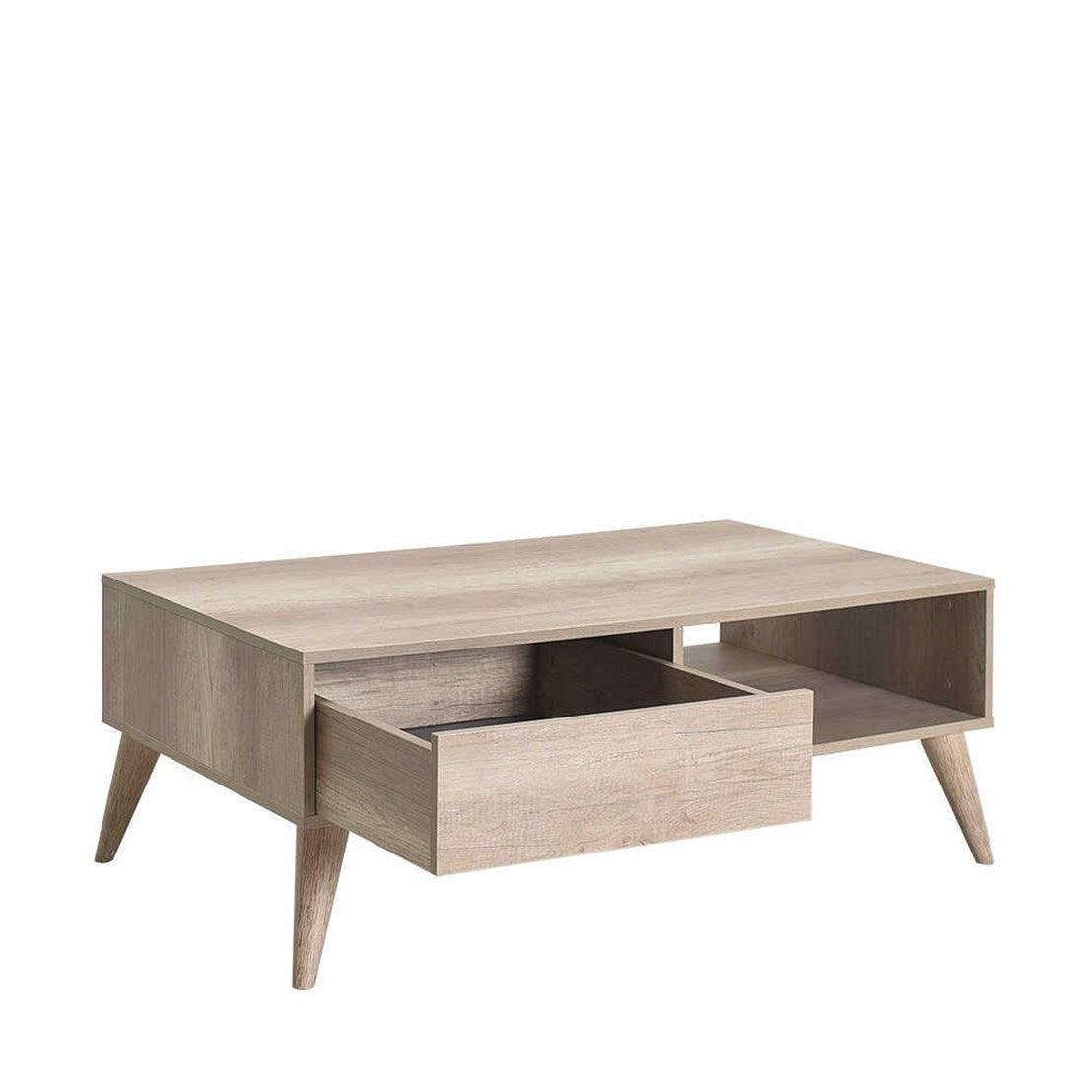 Masuta Cafea cu sertar Adore Living, Alb - Lemn Natural, 110 x 42 x 65 Cm - Natur