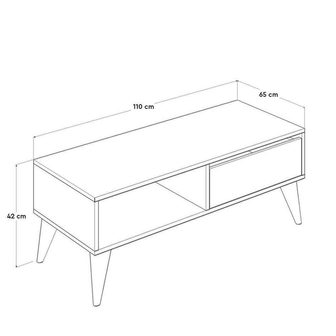 Masuta Cafea cu sertar Adore Living, Alb - Lemn Natural, 110 x 42 x 65 Cm