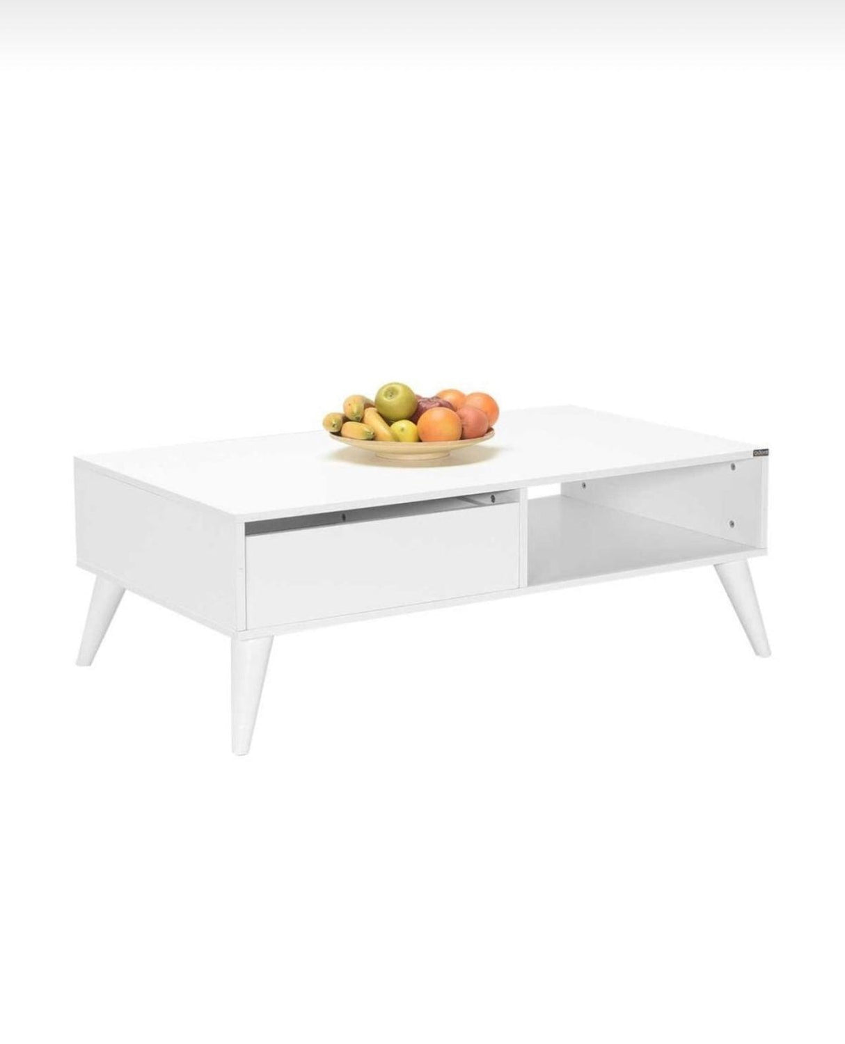 Masuta Cafea cu sertar Adore Living, Alb - Lemn Natural, 110 x 42 x 65 Cm - Alb