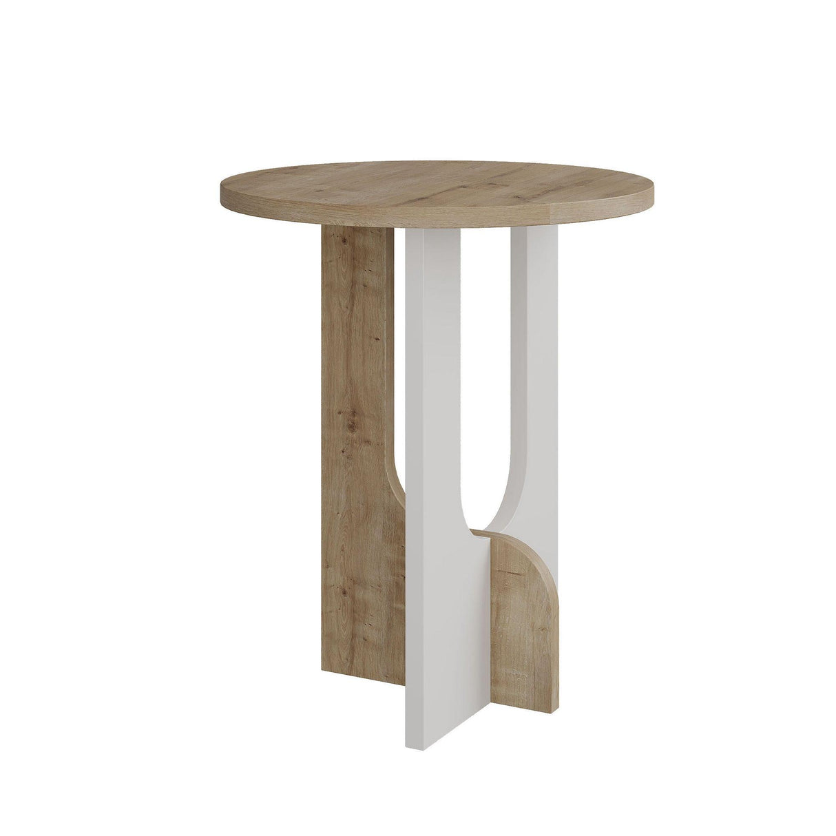 Masuta Cafea Lateral Luna Twist, Alb, 40x47x40 cm - stejar alb