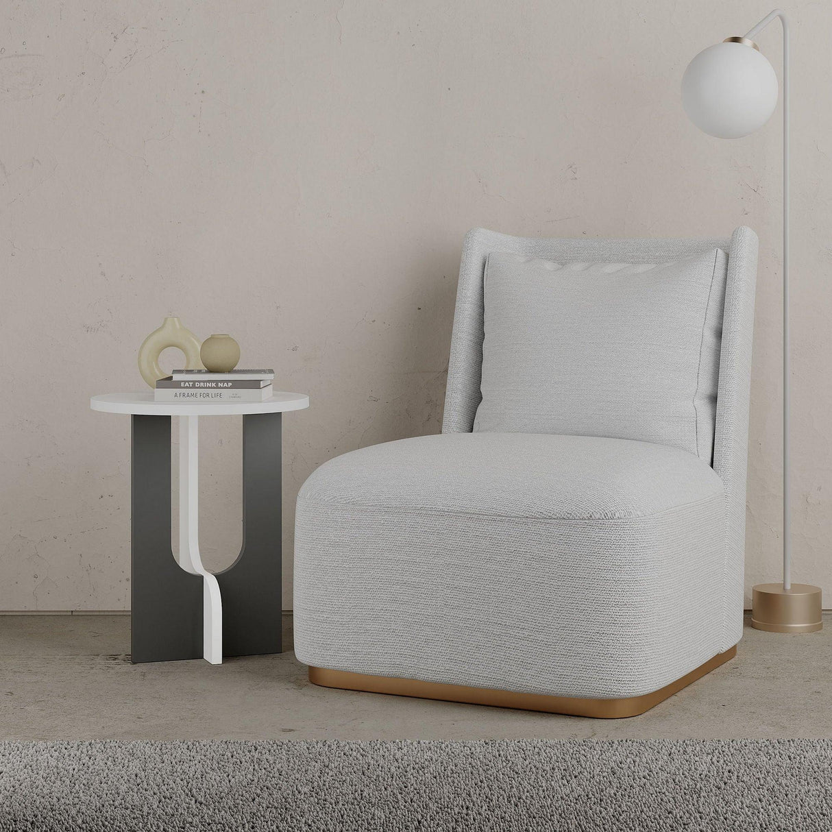 Masuta Cafea Lateral Luna Twist, Alb, 40x47x40 cm - Antracit alb